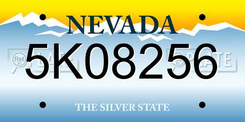 5K08256 Nevada License Plate