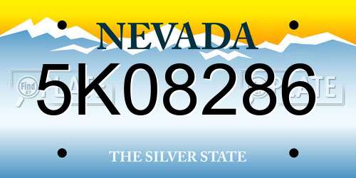 5K08286 Nevada License Plate