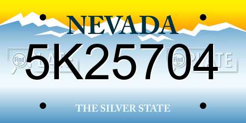 5K25704 Nevada License Plate