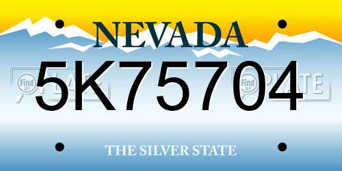 5K75704 Nevada License Plate