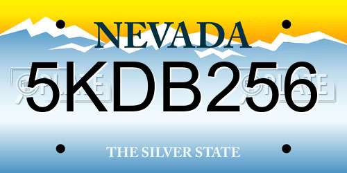 5KDB256 Nevada License Plate
