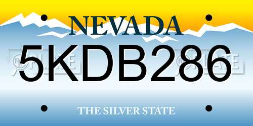 5KDB286 Nevada License Plate
