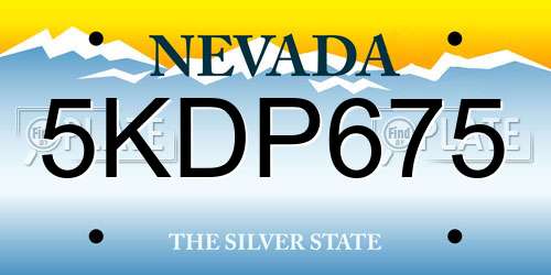 5KDP675 Nevada License Plate
