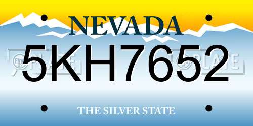 5KH7652 Nevada License Plate