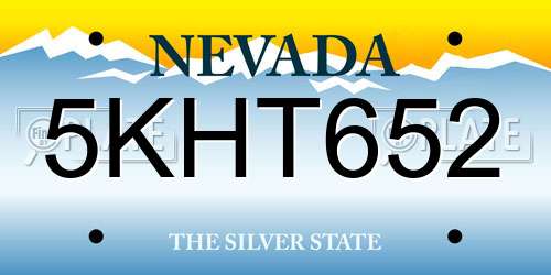 5KHT652 Nevada License Plate