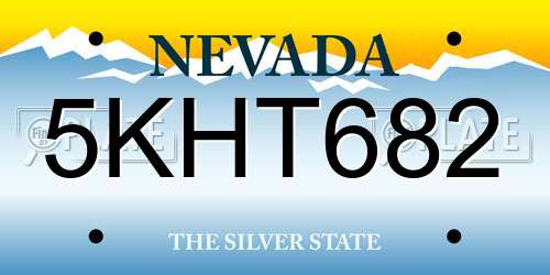 5KHT682 Nevada License Plate