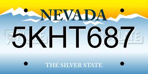 5KHT687 Nevada License Plate