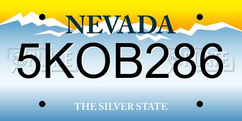 5KOB286 Nevada License Plate