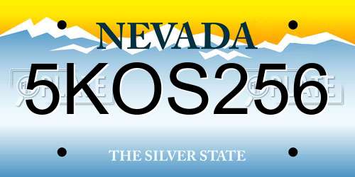 5KOS256 Nevada License Plate