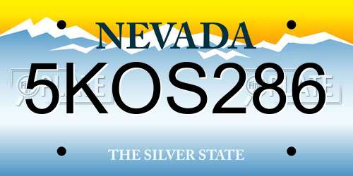 5KOS286 Nevada License Plate