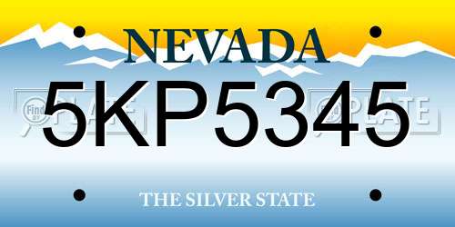 5KP5345 Nevada License Plate