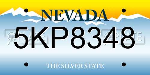 5KP8348 Nevada License Plate