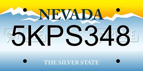 5KPS348 Nevada License Plate