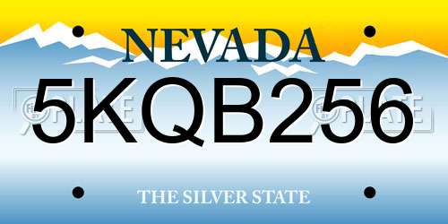 5KQB256 Nevada License Plate