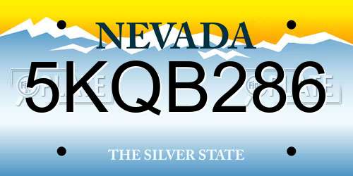 5KQB286 Nevada License Plate