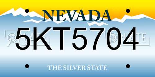 5KT5704 Nevada License Plate