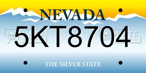 5KT8704 Nevada License Plate