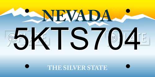 5KTS704 Nevada License Plate