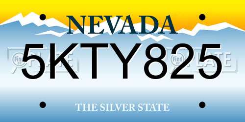 5KTY825 Nevada License Plate