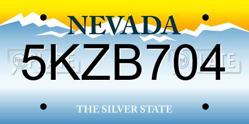 5KZB704 Nevada License Plate