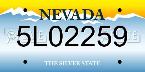 5L02259 Nevada License Plate