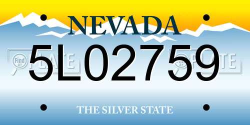 5L02759 Nevada License Plate