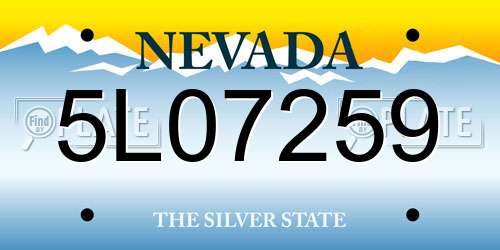 5L07259 Nevada License Plate
