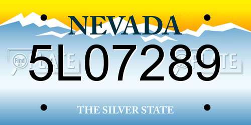 5L07289 Nevada License Plate