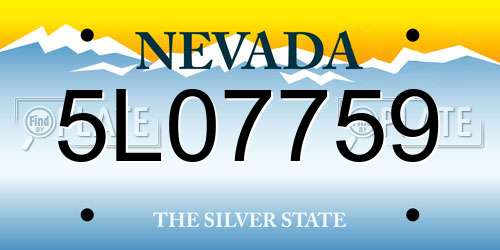 5L07759 Nevada License Plate