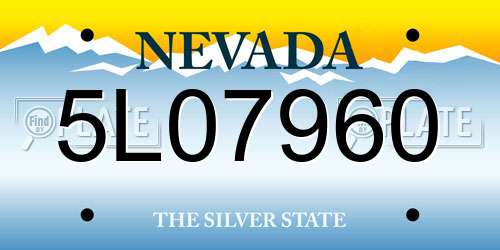 5L07960 Nevada License Plate