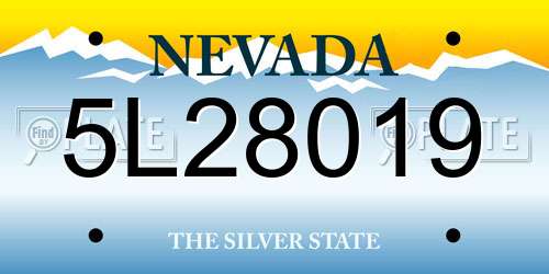 5L28019 Nevada License Plate