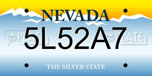 5L52A7 Nevada License Plate