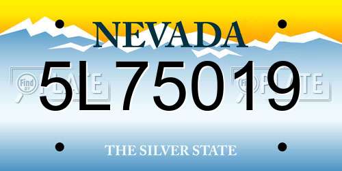 5L75019 Nevada License Plate