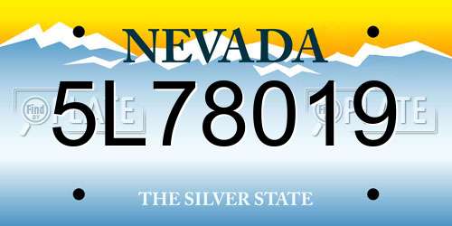 5L78019 Nevada License Plate