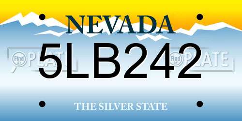 5LB242 Nevada License Plate