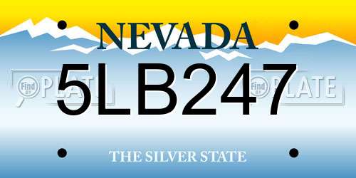 5LB247 Nevada License Plate