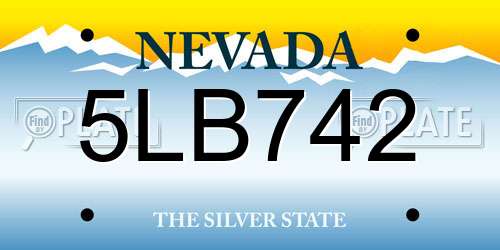 5LB742 Nevada License Plate