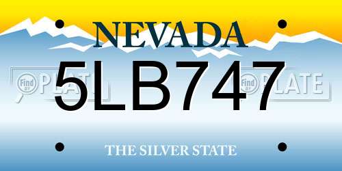 5LB747 Nevada License Plate