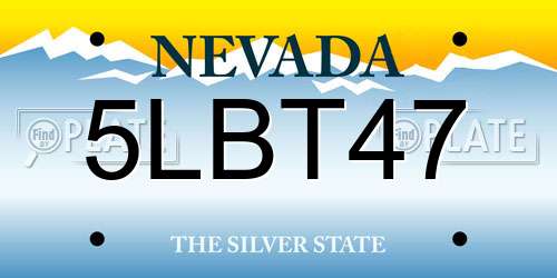5LBT47 Nevada License Plate