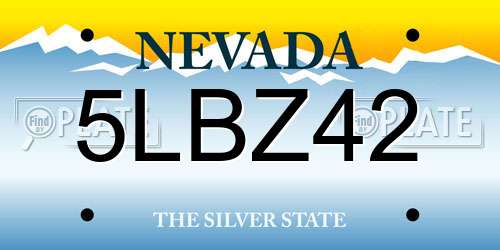 5LBZ42 Nevada License Plate