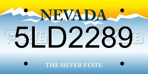 5LD2289 Nevada License Plate