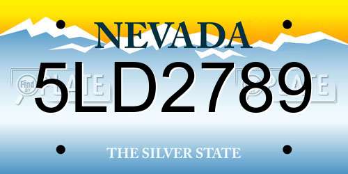5LD2789 Nevada License Plate