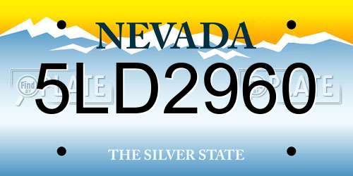 5LD2960 Nevada License Plate