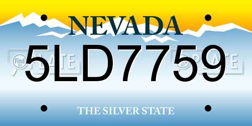 5LD7759 Nevada License Plate