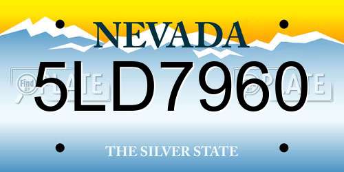 5LD7960 Nevada License Plate