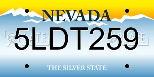 5LDT259 Nevada License Plate