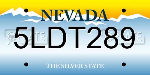 5LDT289 Nevada License Plate
