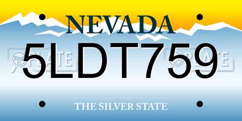 5LDT759 Nevada License Plate