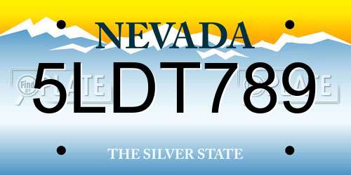 5LDT789 Nevada License Plate