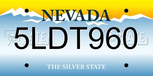 5LDT960 Nevada License Plate